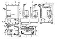 Гидравлические станции типа С - Габаритные и присоединительные размеры насосных установок типоразмеров C160, C400 с отсеком смазки